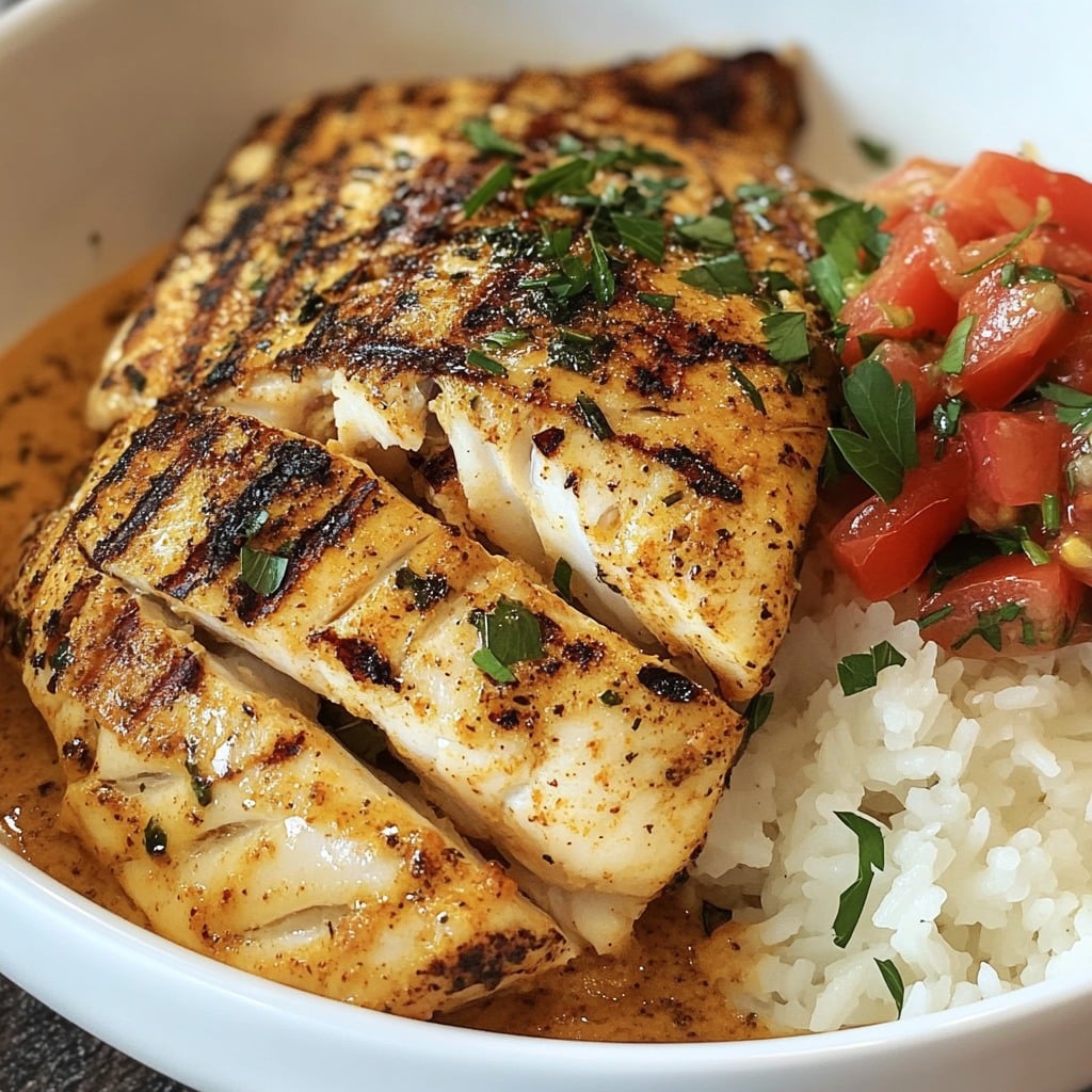 Grilled Fish Fillet with Brown Rice